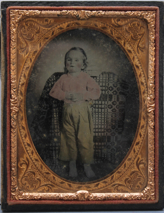 One of a pair of mid-19th-century 'memento mori' (or mourning) daguerreotypes, showing deceased children (est. $200-$400). Waverly Rare Books image