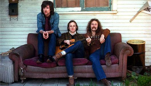 The Henry Diltz photograph that became the cover of the first Crosby, Stills and Nash album in 1969. Photo credit: Henry Diltz. Image courtesy of the Grammy Museum.