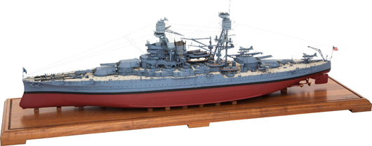 Scale Model battleship USS Arizona by Fine Art Models, 1995, case dimension: 14-1/2 x 42-1/2 x 11 inches. Estimate: $1,800-$2,400. Heritage Auctions image.