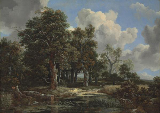 Jacob van Ruisdael, (Dutch,1628/29–1682), 'Edge of a Forest with a Grain Field,' circa 1656, oil on canvas, 41 × 57 1/2 inches (104.1 × 146.1 cm). Image courtesy of Kimbell Art Museum.