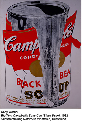 Andy Warhol (American, 1928-1987), 'Big Torn Campbell's Soup Can (Black Bean),' 1962, Kunstsammlung Nordrhein Westfalen, Dusseldorf. Image provided by Museo Thyssen-Bornemisza.