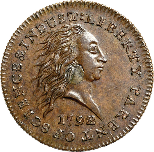 1792 P1C one cent. Price realized: $1.41 million. Heritage Auctions image.