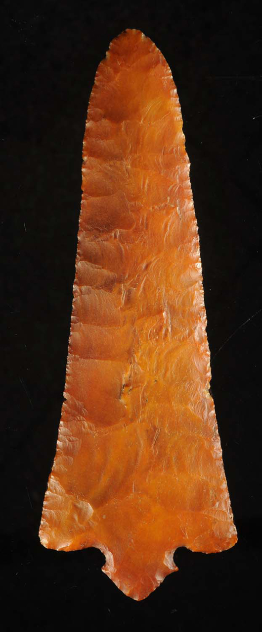 Ross blade, Woodland period, Hopewell phase, 8 1/8 inches long, $276,000. Morphy Auctions image