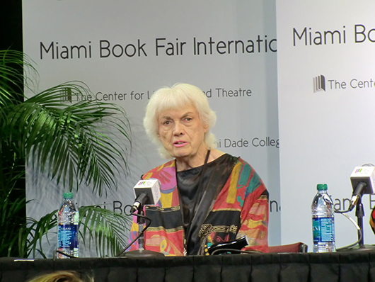 Bunny Yeager, American photographer and former pin-up model, at the Miami Book Fair International 2012. Image by Guillermo Ramos Flamerich. This file is licensed under the Creative Commons Attribution-Share Alike 3.0 Unported license.