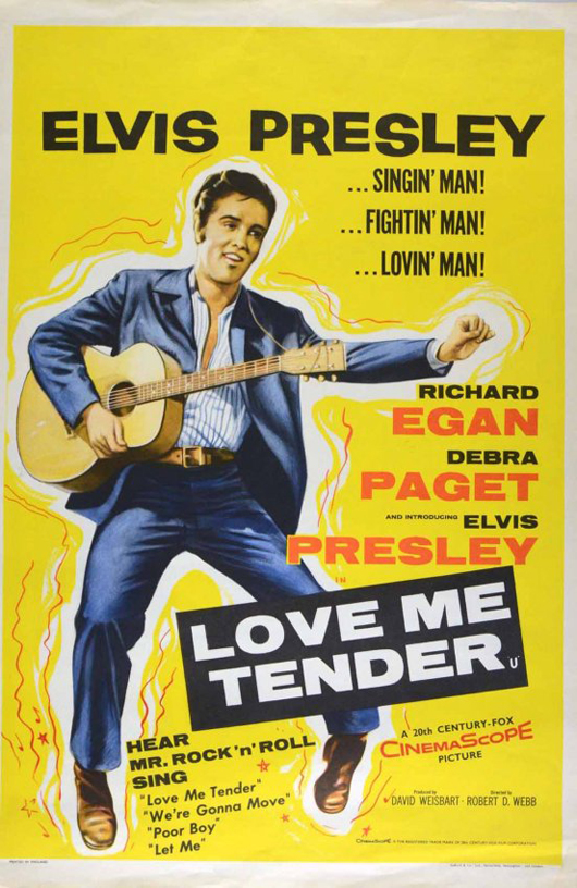 Elvis Presley made his film debut in 1956, starring in 'Love Me Tender.' Image courtesy of LiveAuctioneers.com archive