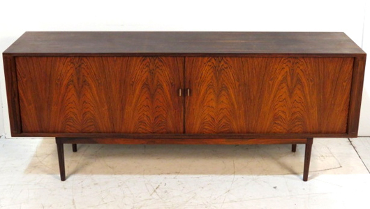 Danish rosewood sideboard, 31 3/4 inches tall by 78 3/4 inches wide. Price realized: $4,500. S & S Auction Inc. image.