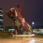 Jeff Koons' 'Puppy' topiary sculpture on the outdoor terrace at Guggenheim Museum Bilbao, Spain is similar in scale to 'Split-Rocker.' Image by Didier Descouens. Creative Commons Attribution-ShareAlike 3.0 Unported license.