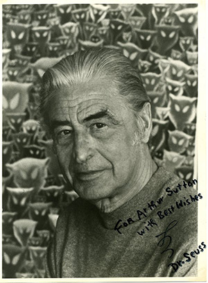 Dr. Seuss (Theodore Seuss Geisel) autographed photo. Image courtesy of LiveAuctioneers.com archive and Max Rambod Inc.