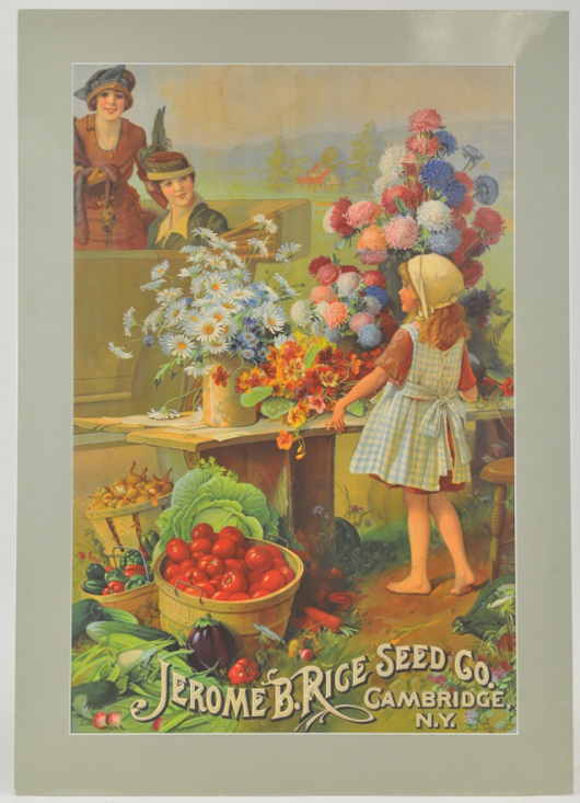 Advertisement for Jerome B. Rice Seed Co., Cambridge, New York; sold for $3,245. Bertoia Auctions image