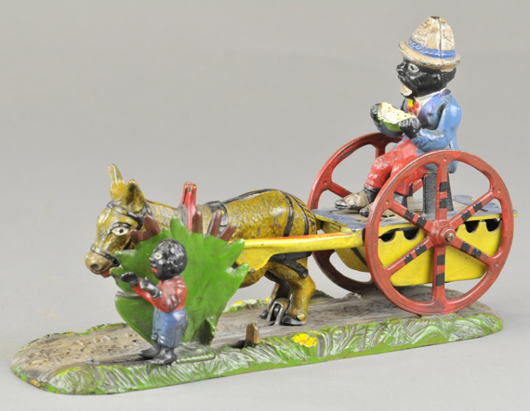 J. & E. Stevens ‘Bad Accident’ cast-iron mechanical bank, sold for $7,080. Bertoia Auctions image