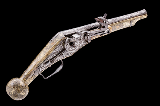 Fine and rare 25 bore south German wheel-lock pistol, Suhl, circa 1580-90. Estimate: £8,000-12,000. Thomas Del Mar Ltd. image.