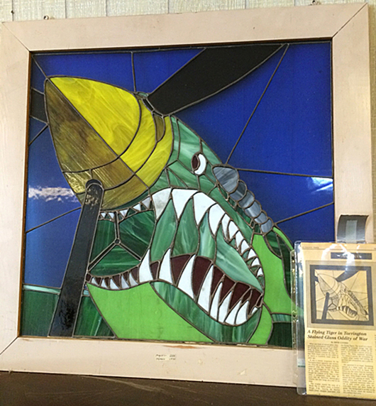 Rare Flying Tigers stained glass art piece from the estate of Arthur ‘Artie’ Shaw, who recently passed away. Tim’s Inc. Auctions image.
