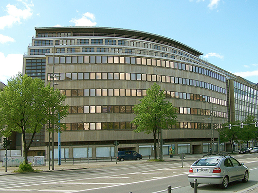 The former Schocken department store in Chemnitz, Germany. Designed by architect Erich Mendelsohn in 1930, it is considered a milestone in modern architecture. Image by Shaqspeare. This file is licensed under the Creative Commons Attribution-ShareAlike 3.0 Unported license.
