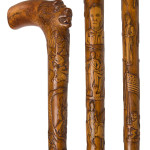 Important folk art carved patriotic cane of exceptional quality attributed to Zachariah S. Robinson (Virginia/Illinois, 1806-1873). Jeffrey S. Evans & Associates.