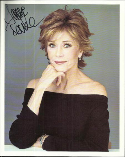 Jane Fonda. Image courtesy of LiveAuctioneers.com archive and Chaucer Autograph Auctions.