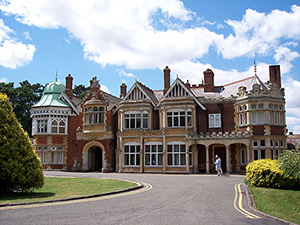 The mansion at the Bletchley Park code-breaking center, 50 miles northwest of London. This file is licensed under the Creative Commons Attribution 2.0 Generic license.