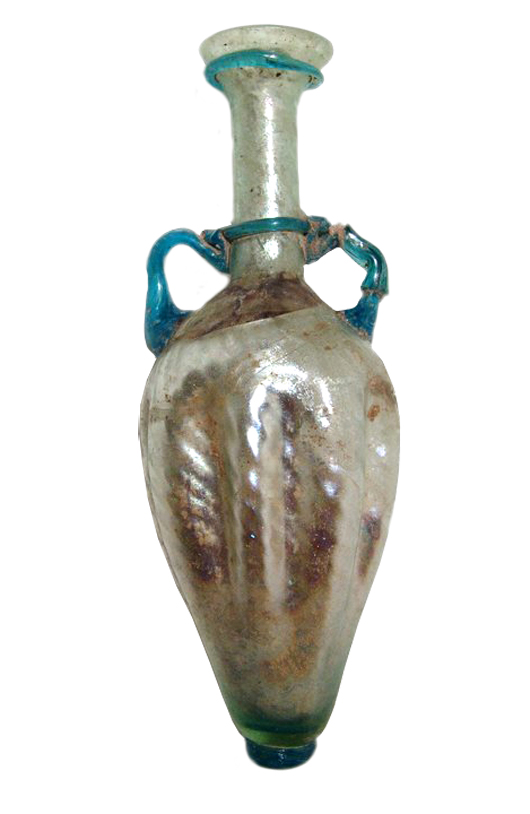Choice Roman light blue glass flask. Ancient Resource image.