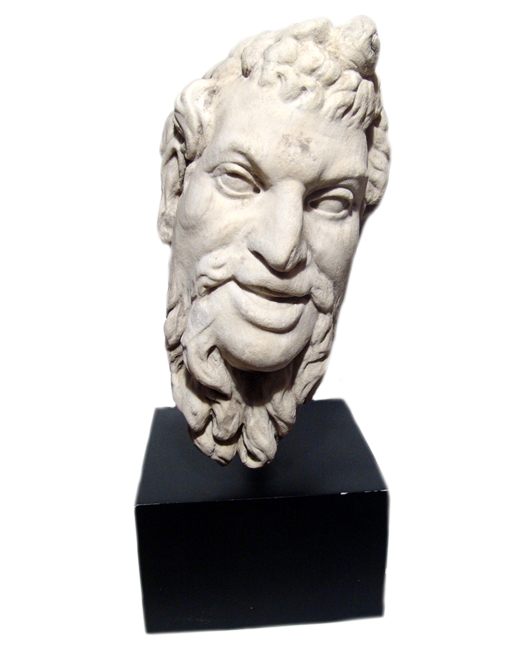 Roman marble head of a satyr. Ancient Resource image.