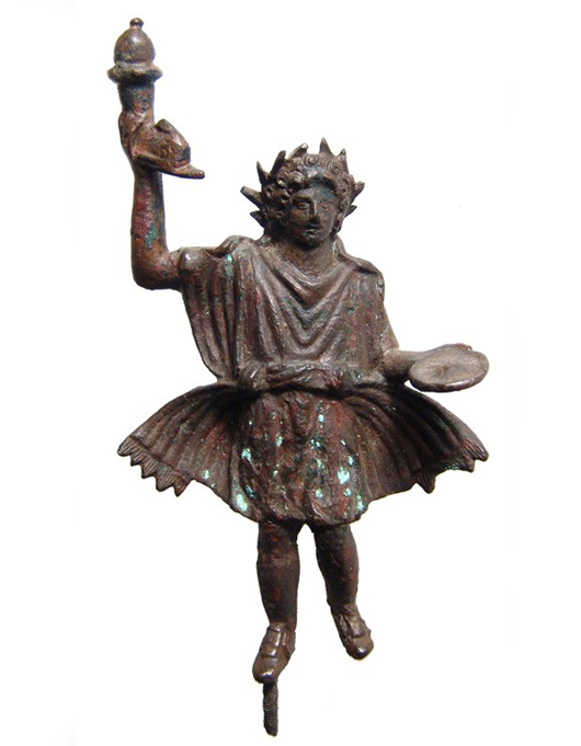 Roman bronze lar figurine depicting god of the larder. Ancient Resource image.