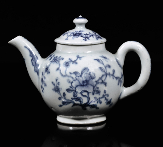 A rare and tiny Limehouse teapot, circa 1746-48. It's worth £20,000-30,000.