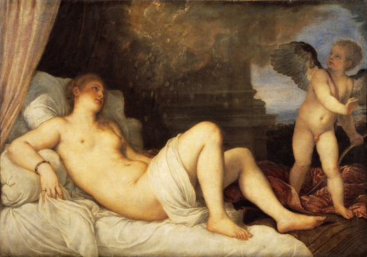 Titian's 'Danae with Eros,' 1544. National Museum of Capodimonte, Naples. Image courtesy of Wikimedia Commons.