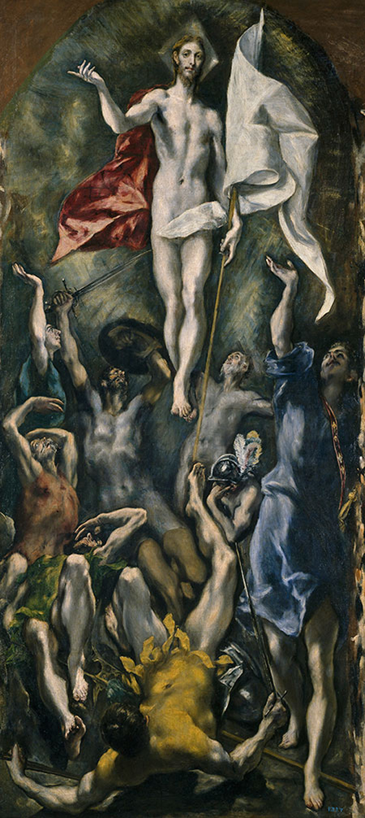 'La Resurrección de Cristo,' El Greco, oil o canvas, 275 x 127 cm, 1597-1600. Image courtesy of Museo Nacional del Prado.
