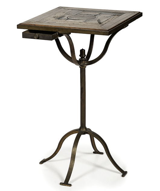 Cmdr.  Joseph P. Mickley, USN, remarkable table constructed of relic wood from famous naval ships. Price realized: $17,625. Cowan’s Auctions Inc. image.