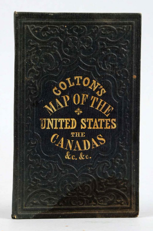 Colton’s Map of the United States and The Canada,’ hand-colored, shows railroads, canals, stagecoach routes, etc. Est. $300-$500. Morphy Auctions image