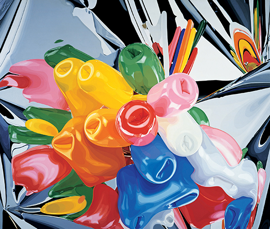 Jeff Koons, 'Tulips,' 1995–98. Oil on canvas; 111 3⁄8 × 131 in. (282.9 × 332.7cm). Private collection. © Jeff Koons. Image courtesy of the Whitney Museum of American Art.