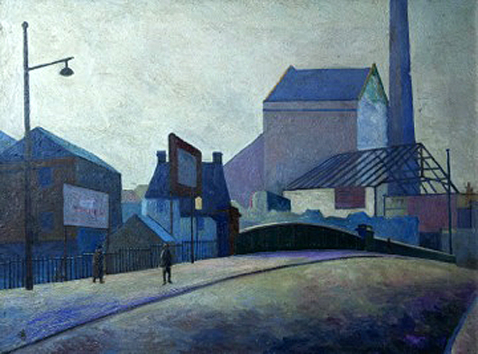 ‘Demolition of Bow Brewery’ by Elwin Hawthorne, in East London  Group show at Nunnery Gallery, Bow. Image courtesy of Clive Boutle and  Nunnery Gallery, Bow.