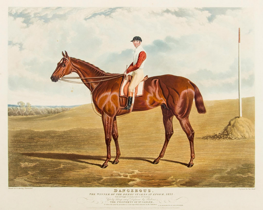 John Frederick Herring, ‘Portraits of the Winning Horses of the Great St. Leger Stakes, at Doncaster.’ Sold for £8,060. Dreweatts & Bloomsbury Auctions image.