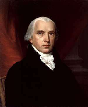 John Vanderlyn (1775-1852) portrait of James Madison, 4th President of the United States. This portrait is in the White House Collection. White House Historical Association image
