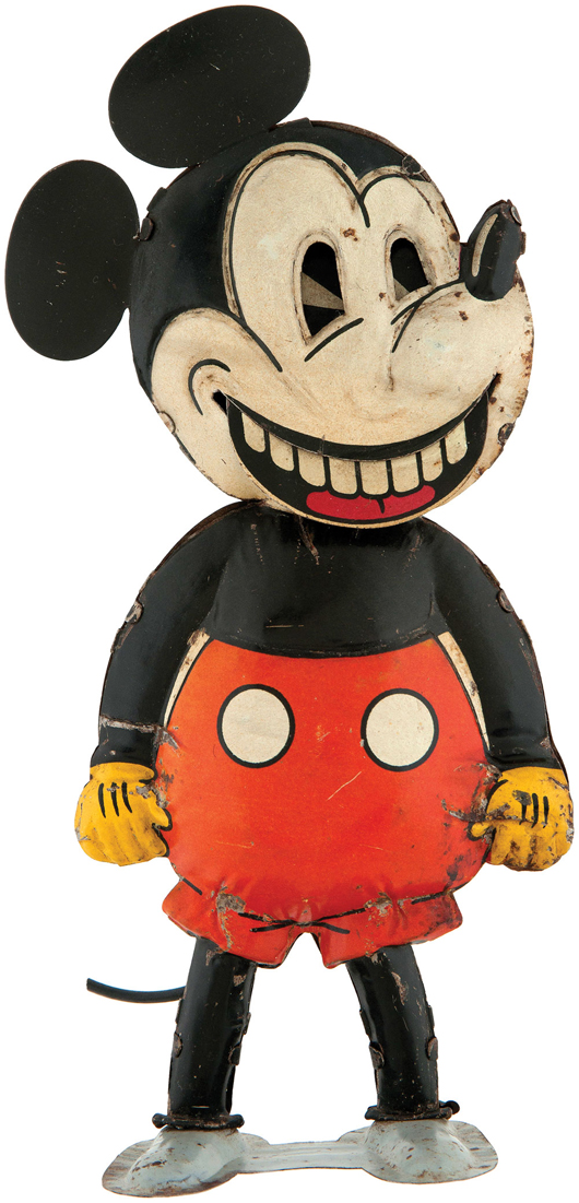 Saalheimer & Strauss (made in Germany for British market) Mickey Mouse with Moving Mouth, tin, circa 1930, one of few known examples. Provenance: Maurice Sendak collection. Estimate: $20,000-$35,000. Image courtesy of Hake’s