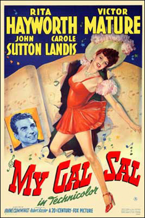Poster for 1942 film 'My Gal Sal,' which was made available through 20th Century Fox. Fair use of low-resolution image under terms of US Copyright Law.