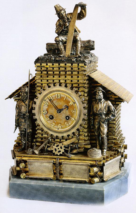 A magnificent silver gilt clock by Ovchinnikov, Moscow, which dates from the 1880s. Photo: Fabergé Museum Baden Baden