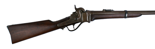 Sharps new model 1859-1863 percussion saddle ring carbine rifle with clean stock and forearm ($4,329). Mohawk Arms image