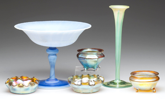 From a selection of American art glass including Tiffany and Quezal. Jeffrey S. Evans image