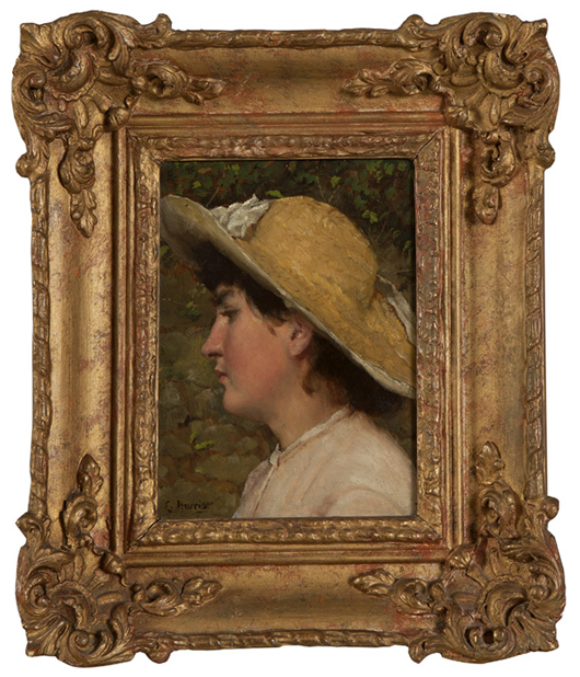 This diminutive oil portrait by British artist Edwin Harris realized $3,600, well over its estimated $1,500-$2,000 selling price. John Moran image