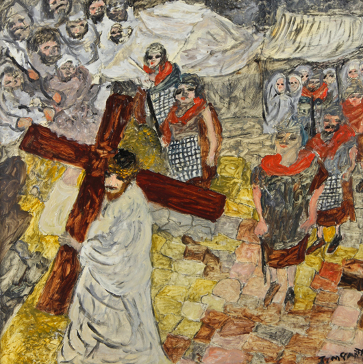 Justin McCarthy (American, 1891-1977) Christ Carrying the Cross, 1960s. Provenance: The Collection of Patricia L. and Maurice C. Thompson. Est. $1,000-1,500. Material Culture image