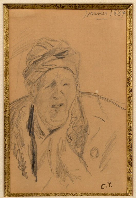  'The Artist’s Mother,' original drawing by Camille Pissarro (French, 1830-1903), with exhibition history. Est. $4,500-$5,500. Case Antiques image