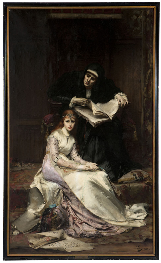 A monumentally sized composition, 'Le Reveil du Coeur' by French painter Anatole Vely is offered with a pre-auction estimate of $10,000 to $20,000. John Moran image 