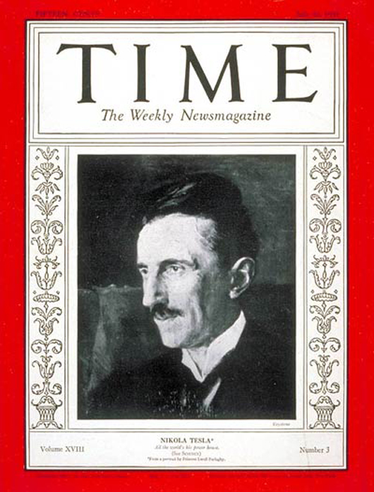 Inventor Nikola Tesla on the cover of Time Magazine, July 20, 1931 issue