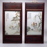 Two famille rose porcelain plaques sold for $463,000. Michaan’s Auctions image.