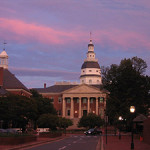 The Maryland State House at sunset. Image by Thisisbossi. This file is licensed under the Creative Commons Attribution-ShareAlike 2.5 Generic License.