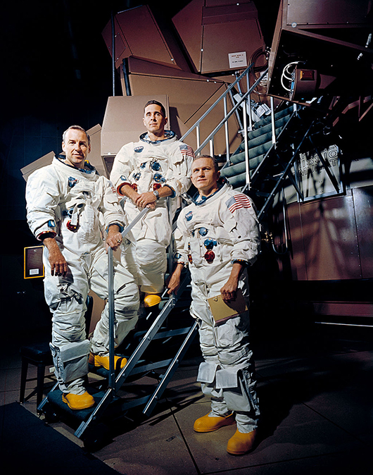 Apollo 8 crew (from left): James A. Lovell Jr., William A. Anders and Frank Borman. Official NASA image, courtesy of Wikimedia Commons.