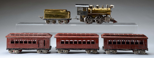 5-piece Elektoy passenger train set, est. $2,500-$3,500. Morphy Auctions image