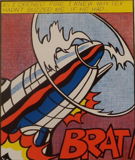 An example of Roy Lichtenstein's work, a 1987 limited edition serigraph. Not a part of Lichtenstein's estate, it will be sold at auction July 26 in Alicante, Spain. Image courtesy of LiveAuctioneers.com and Novatia Subastas de Arte. 
