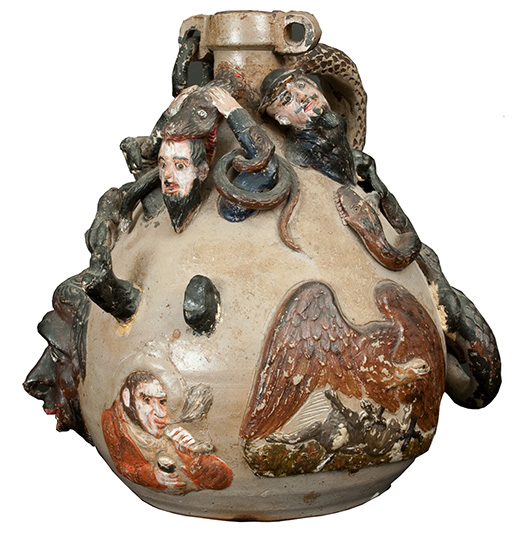 The figures on this Anna Pottery vase made in the 1860s give a message about the Civil war, slavery and the evils of alcohol. It sold for $69,000 at a Crocker Farm auction in March.