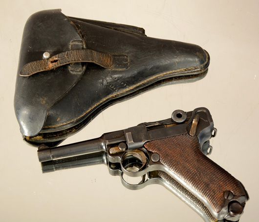 World War I DWM P 08 luger and holster. Bruhns Auction Gallery image.