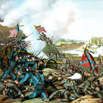'Battle of Franklin,' chromolithograph published in 1891 by Kurz and Allison, Chicago. Image courtesy of Wikimedia Commons.